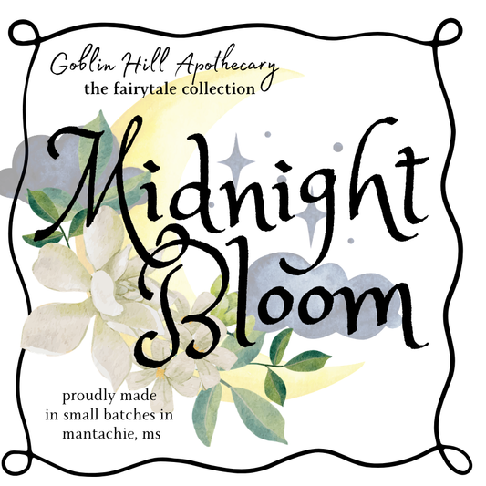 midnight bloom label with a moon and jasmine flowers