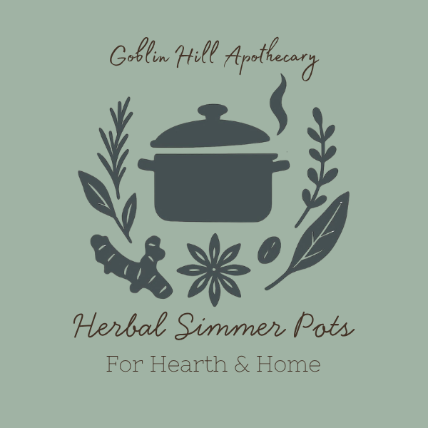 Goblin Hill Apothecary logo with a pot and herbs on a green background