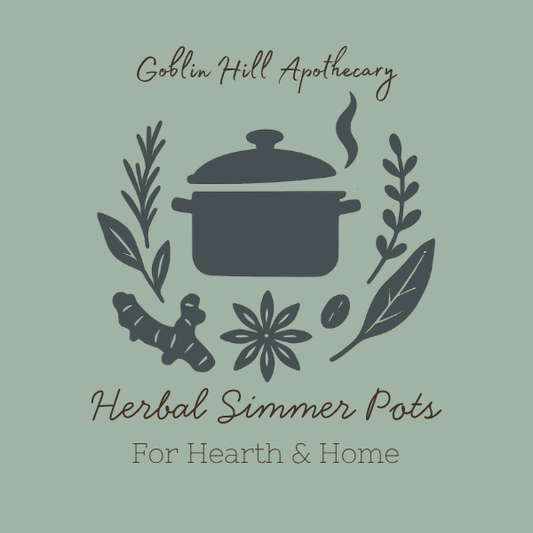 Goblin Hill Apothecary logo with a pot and herbs on a green background